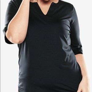 CHLORINE RESISTANT BLACK 3/4 SLEEVE SWIM TEE